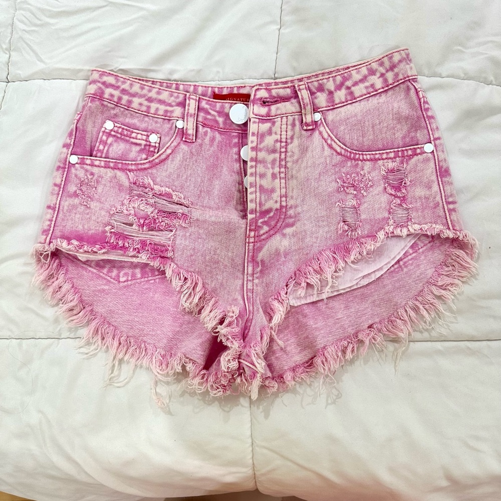 Light pink denim shorts